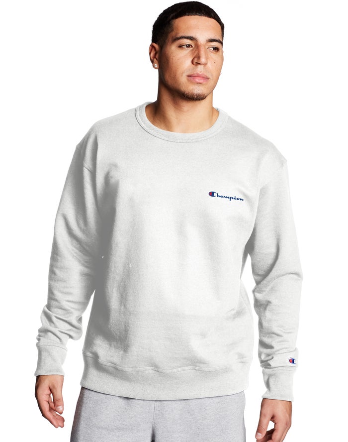 Champion Sweatshirt Heren - Wit - Powerblend Fleece Crew Script Logo ( 057618-OPB )